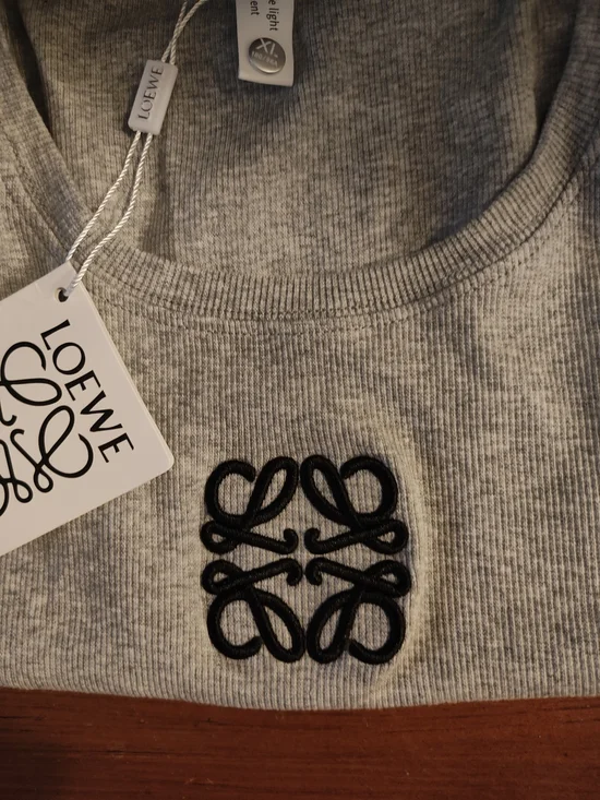 Loewe Gray Ribbed Tank with Black Anagram